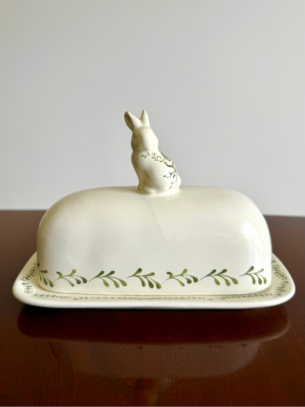 Threshold Butter Dish Covered Stoneware Bunny Rabbit Handle & Leaf Design Target
